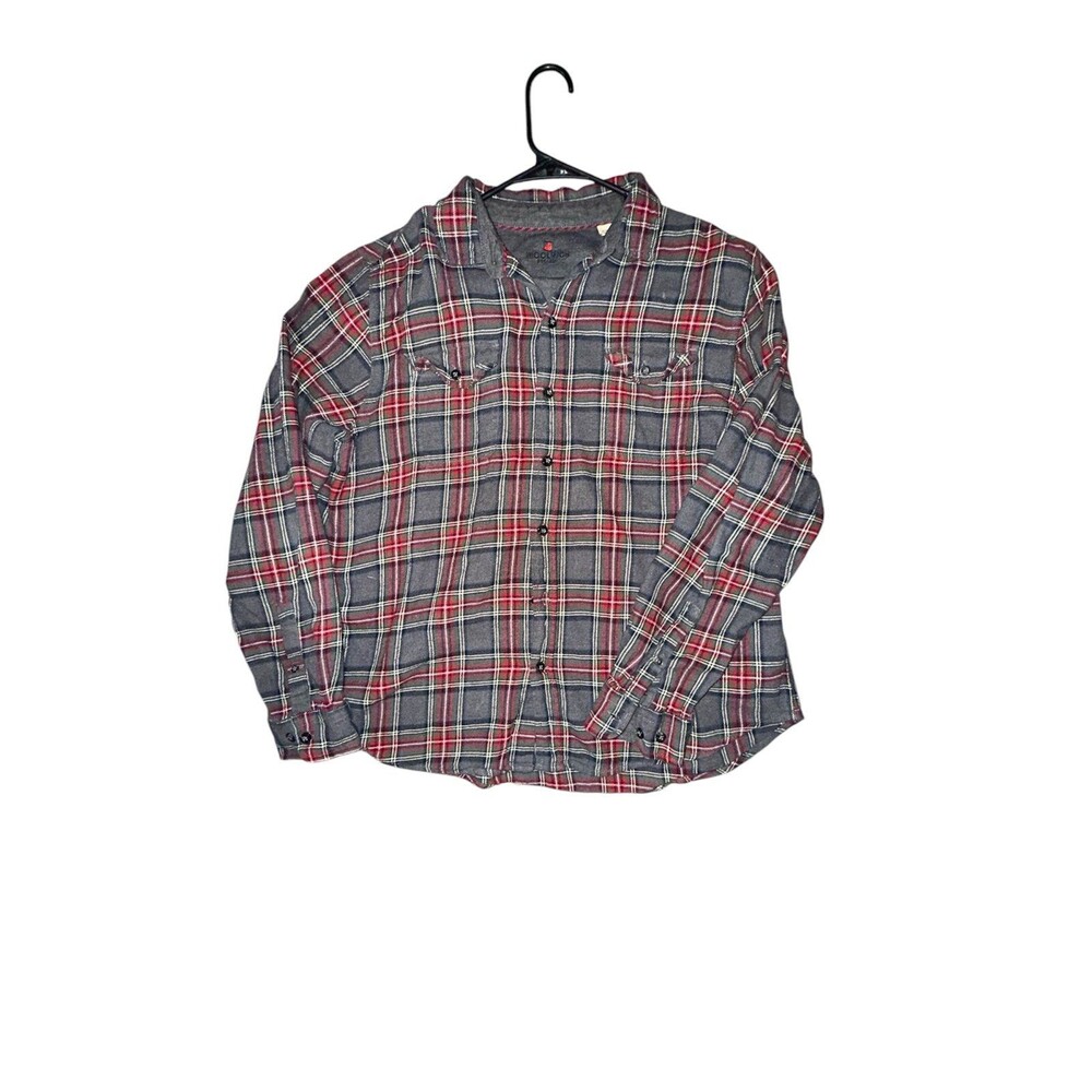 Men’s Woolrich flannel size xl Grey and red plaid button-up shirt